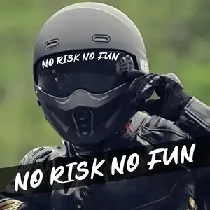 1PC Adventurous Rebellious "NO RISK NO FUN" Logo Decor Sticker For Motorcycle Helmets, Backpacks, Daily Items Handwritten Adventure Slogan Themed Decor Fill With Motorcycle/Adventure Enthusiast Passionate Vibe Enhance Adventure Cool Style