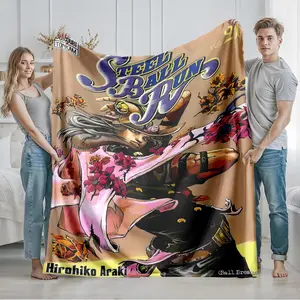 1 piece 《JoJo's Bizarre Adventure Part 7: Steel Ball Run Vol》 themed flannel blanket - Modern design flannel blanket, suitable for sofas and beds, all-season multi-purpose use, super soft and warm, digital printing, 100% polyester material, machine