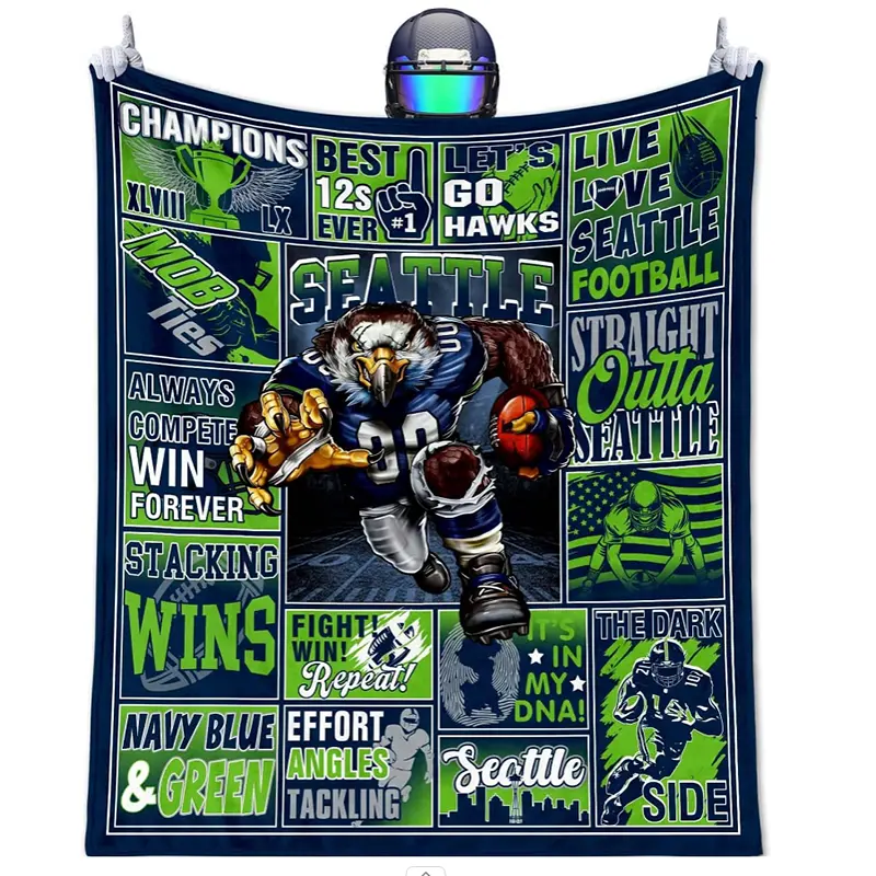 Soft Flannel Blanket Cozy Gift for Christmas Seattle Fans Perfect for Sofa Bed Outdoor Use Versatile Design
