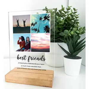 Personalized 4 Images Custom Collage Picture Frame Acrylic Photo Plaque Gift for Mom Mother’s Day Memorial Keepsake Home Décor