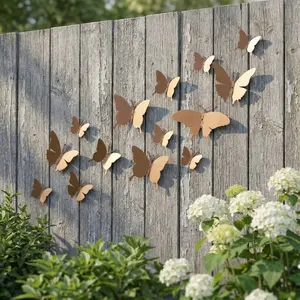 15 Metal Butterfly Wall Stickers for Living Room Bedroom Kids' Room, Background Wall Decorations, Outdoor Garden Exterior