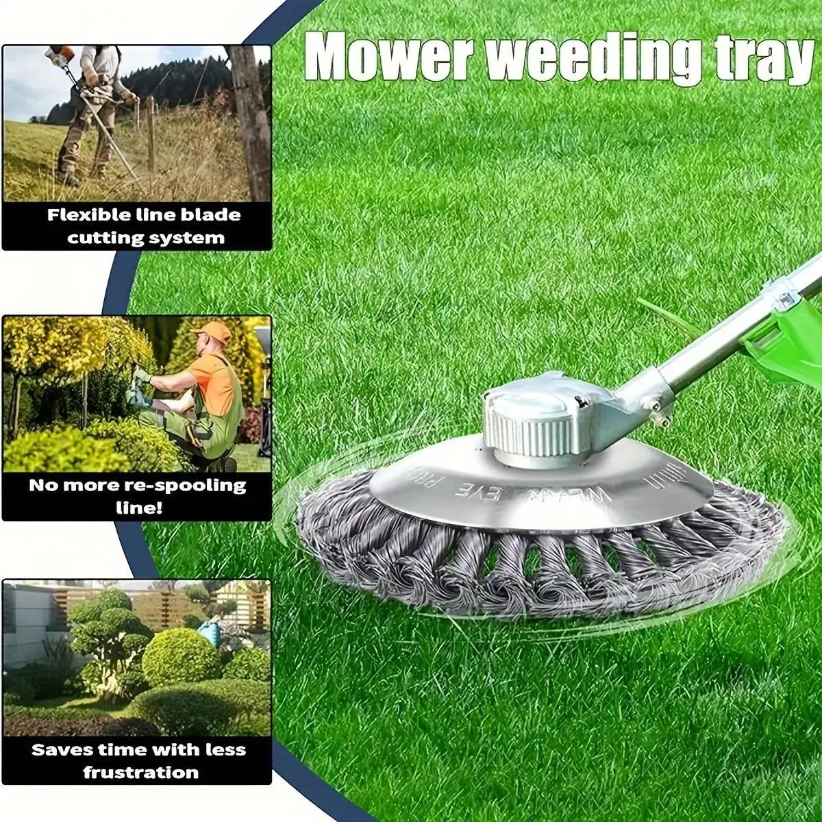 6 Inch Unbreakable Wired Trimmer Blade, Weed Feeder - Wire Rotary Brush Cutter for Moss, Grass, Rust Removal on Paving Stones, Paving Stones or Driveways, Weed Control | Rotary Brush Cutter | Durable Cutting System, Weed Feeder Accessories