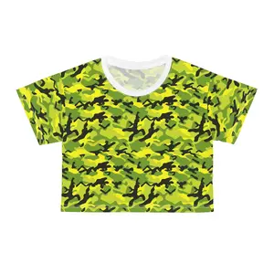 Lime Green Camo Crop Tee
