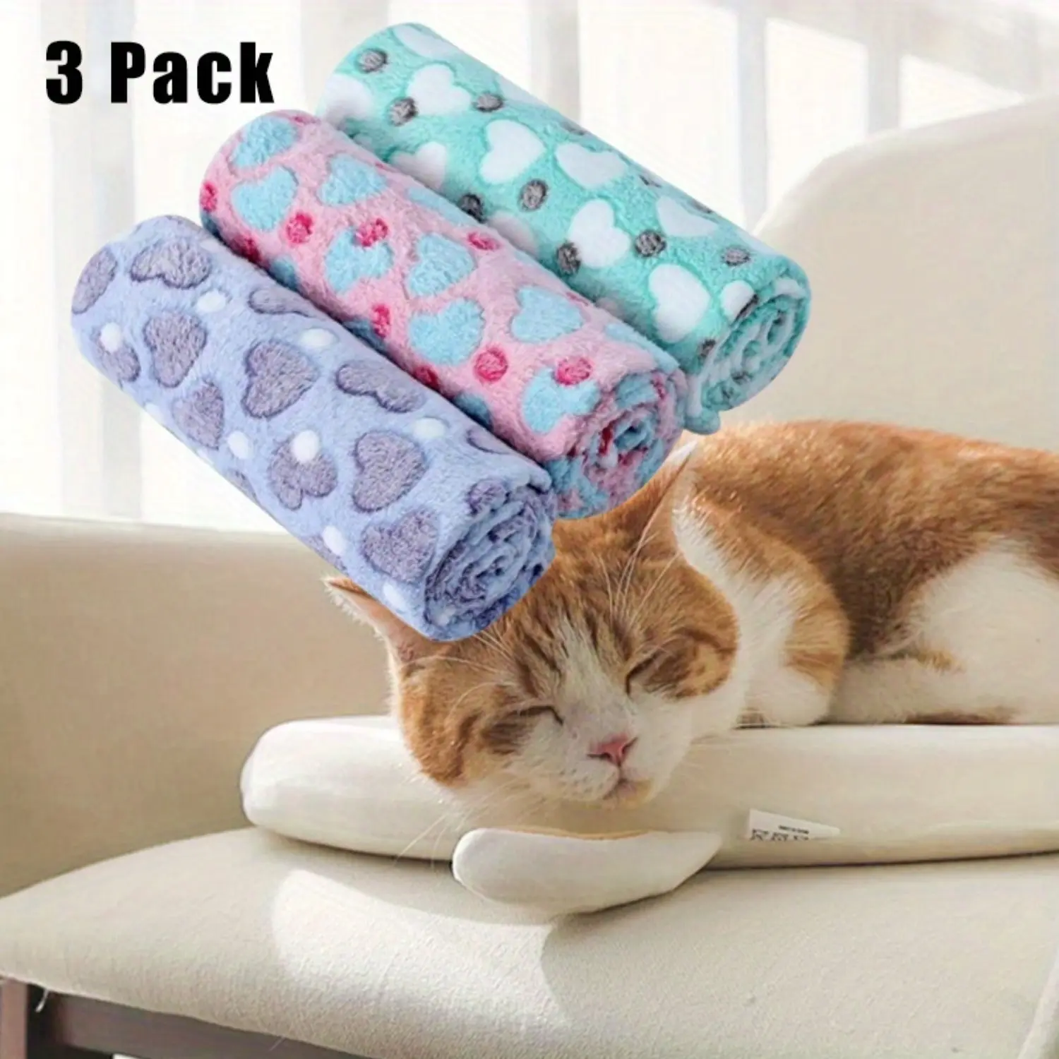 3 Pcs Fluffy Dog Blankets Washable for Small Medium Large Dogs, Soft Fleece Cat Blankets for indoor cats, Pet Puppy Blanket Sleeping Mat for Sofa Bed, gifts