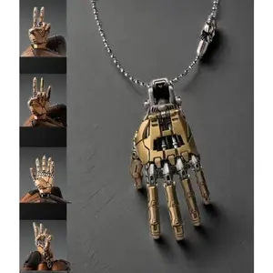 2026 Cool Edgy Robotic Mechanical Bionic Hand Pendant - Movable Finger Joints, Gothic Steampunk Design, Sports & Outdoor Protective Gear Accessory, Robot Jewelry, Men's Tech Accessory, Valentine's Day Gift, Men's Accessories