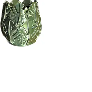 4" Monstera Leaf Self-Watering Planter with Green-to-Black Gradient Finish Modern Natural Touch for Any Space