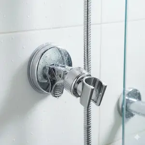 Upgraded Non-Drill Suction Shower Holder: Adjustable ABS Shower Head Bracket, Sliding Mount, Rustproof Bathroom Organizer, Easy Install, Durable for Multiple Sprayers, Improves Showering Experience