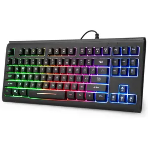 Keyboard, Wired USB Compact Keyboard with RGB Backlit,Silent Keystroke for  Office,Working or Primer Gaming, Compatible with Laptop,PC,Windows,