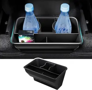 KUST Rear Center Console Organizer for Tesla Model Y 2020-2024 2025 Accessories 2nd Row Back Seat Storage Box Under Seat Rear Middle Air Outlet Trash Can Container Bin ABS Black(Not for Juniper)