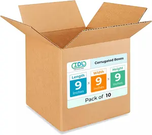 Small Cube Moving & Shipping Boxes 9x9x9 inches (10-Pack) - Extra Strength 200 lb vs Regular - Corrugated Strong Cardboard Boxes - Packing Box for Moving - Small Packing Box by IDL Packaging