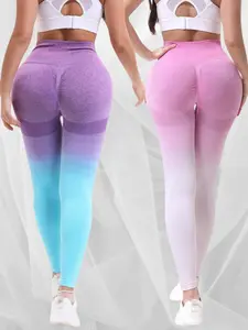 2 Pack Women's Rainbow Yoga Leggings – High Waisted Butt Lift Workout Tights