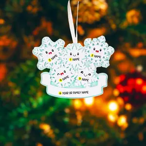 Family of 5 Snowflake Ornament | Winter Name Keepsake | Handwritten Family Piece | Festive Tree Accent