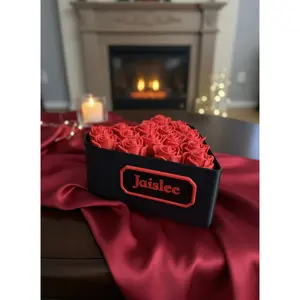 Personalized Heart Box with Removable Roses, Custom Name Keepsake Gift