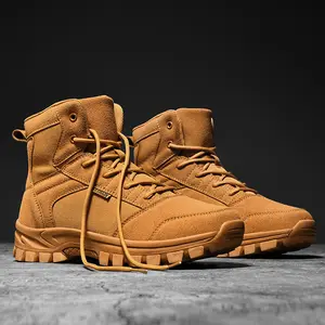 Men's Tactical Boots Lightweight Comfortable All-Weather Work Boots for Motorcycle Combat Hiking Outdoor Safety Wear Asymmetrical Structure Height-Adjustable Laces Solid Color Anti-Slip Soles