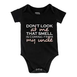 Funny Baby Babysuit Don'T Look At Me That Smell Is Coming From My Uncle Letter Print Baby Short Sleeve Onesies Romper For Infant, Newborn Boys Girls Soft Casual Outfit ，Outdoor Baby Bodysuits