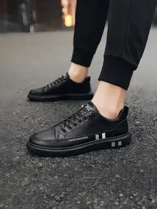 Men's Korean Style White Shoes | Leather Skate Sneakers | Classic Casual Wear Walking Shoes Footwear