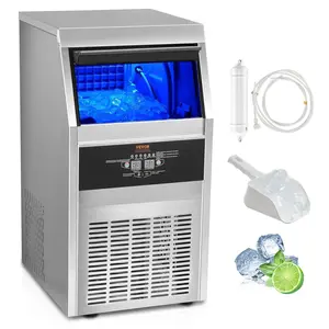 【Summervibes】VEVOR Commercial Ice Maker,  90lbs/24H, Ice Maker Machine, 45 Ice Cubes in 12-15 Minutes, Freestanding Cabinet Ice Maker with 24lbs Storage Capacity LED Digital Display, for Bar Home Office Restaurant