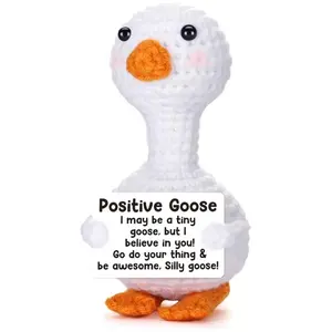 Mini Emotional Support Positive Goose | Cute Crochet Cheer Up Toy for Easter Basket Stuffers, Perfect Gift for Teens Girls Women, Birthday Graduation Present for Her, College Nurse Friend Bestie Coworker, Handmade Knitted Inspirational Goose
