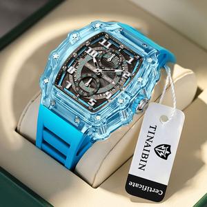 TINAIBIN Watches For Men Transparent Waterproof Quartz Watch，Classic fashion design watch，high quality watch，Men's Business Fashion Watch. Outdoor Birthdays