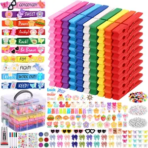 Cheer Pins Spirit Clips, 100 Colored Wooden Clothes Pins, 112 Mini Resin Charms Bows Sticker, 300 Beads Pompoms Cheer Clothespins Decor, Cheer Pin Making Kit for Cheerleader Gifts