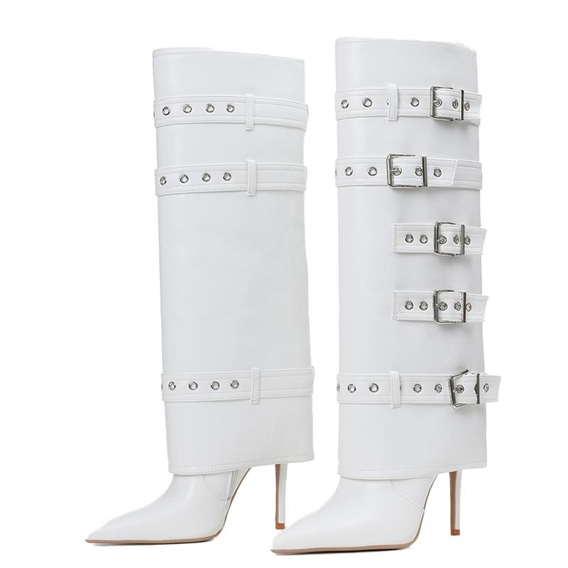 EROCALLI Women Pointed Toe Over The Knee Boot Fashion Pointed Toe Stiletto Heeled Buckle Belts with Zipper Sexy Shoes  Buckle Strap High Heel Thigh Stiletto Red Boots KneHigh Heels High Black Boots Casual Western Club