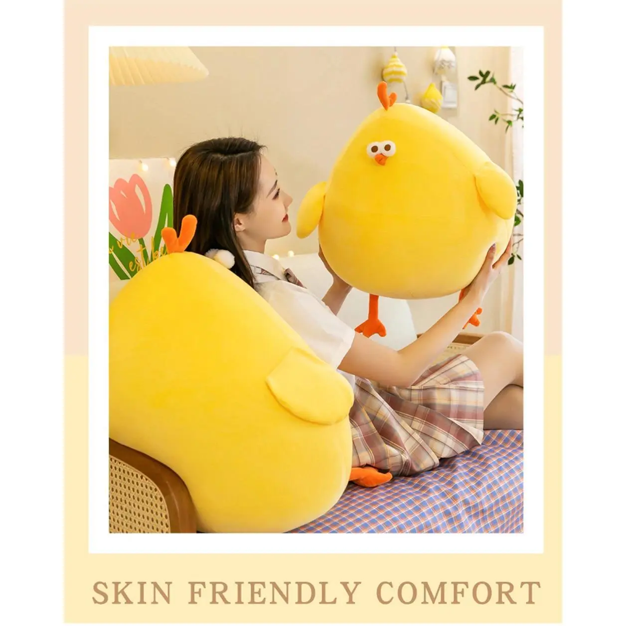 45cm Funny Expression Fat Chicken Plush Toy Pillow - Soft Fabric Huggable Size Cute Chick, Good Elasticity Unisex Neck-Seat Cushion, Bed/Birthday Gift for 3+ Yrs Boys (Toys & Hobbies Specialty DIY Supply)