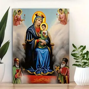 1 Piece Ethiopian Orthodox Fatima Virgin Canvas Print Poster - Wooden Frame Religious Wall Art, Waterproof Modern Classic Decoration Suitable for Living Room, Bedroom, Office, and Dining - Perfect Gift and Home Decoration, Living Room Decoration| Holy The