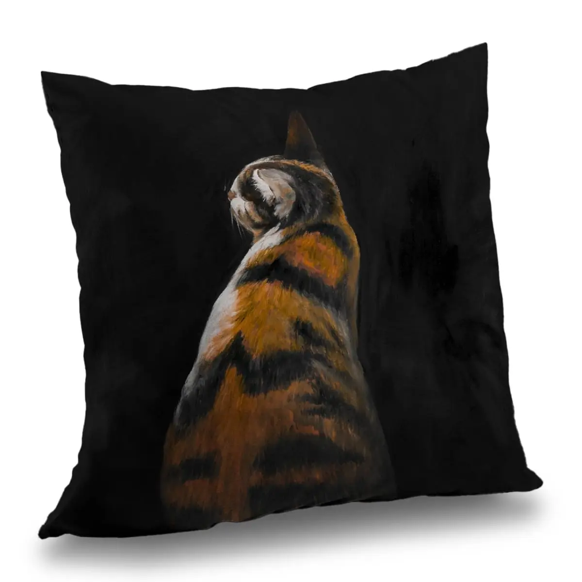 360 Stand 14x14 in Spotted Cat Black Poly Twill Throw Pillow - Durable Fabric, Whimsical Design, Home Accent, Bedroom Inspo, Includes Home Decor Insert, Includes Insert, Creative Decorative Cushion, Perfect Gift, Whimsical Look