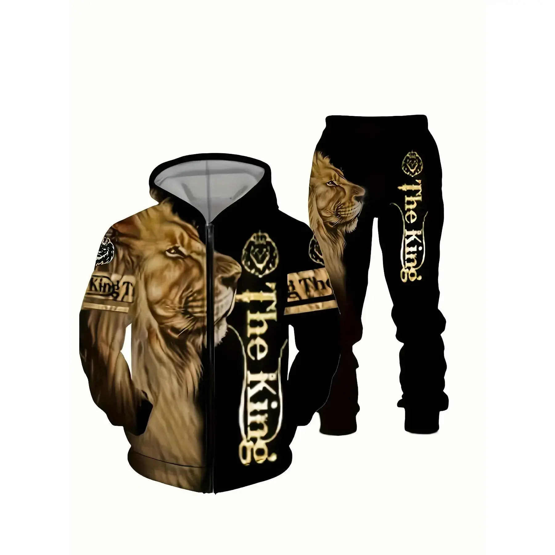 2026 New Arrival! King of Streetwear Men's 3D Lion Print Tracksuit - Hoodie & Jogger 2-Piece Set 2026 New Arrival! King of Streetwear Men's 3D Lion Print Tracksuit - Hoodie & Jogger 2-Piece Set