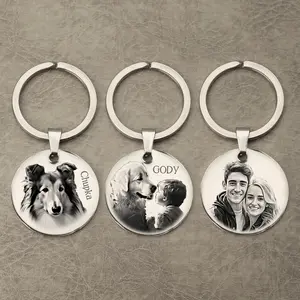 Custom Keychain with Po,Cat Picture Keychain,Personalized Dog Memorial Gifts,Keychain Your Name, Father Boyfriend  Gift
