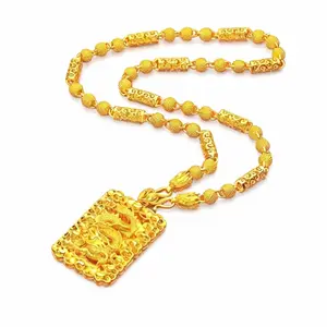Domineering golden Square Pendant Necklace for Men's Luxurious Dragon Head Pendant Necklace Wedding Party Jewelry Gifts Valentine's gift