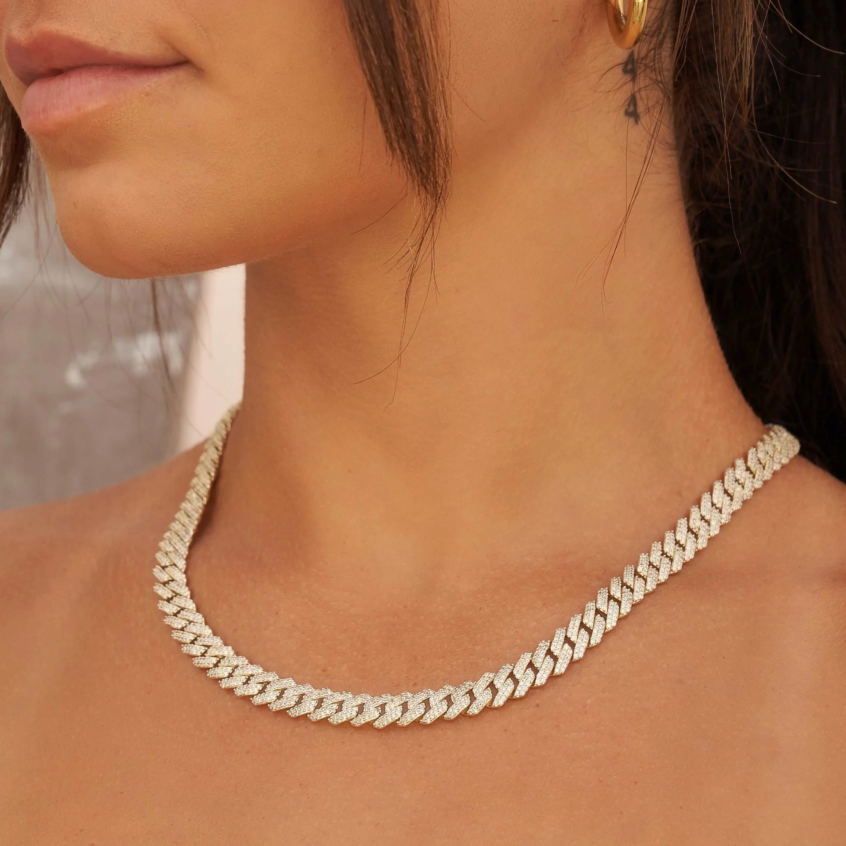 8.5MM Diamond Prong Cuban Necklace - 18k Yellow Gold Plated - Lifetime Guarantee 8.5MM Diamond Prong Cuban Necklace - 18k Yellow Gold Plated - Lifetime Guarantee