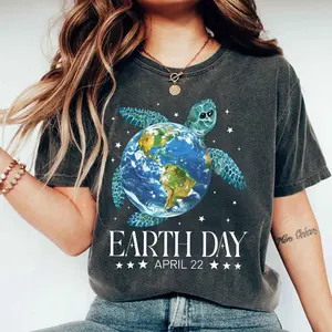 Comfort Colors Happy Earth Day, Sea Turtle Earth Day Shirt,Save The Planet Tee,Nature Lover, April 22 Earth Day Gift,Climate Change T-Shirt