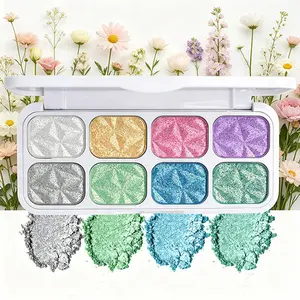 Shimmer Metallic  Eyeshadow Palette with Rich Pigment for Daily Eye Makeup & Creative Festival Look Long Lasting Glitter Eye Cosmetic