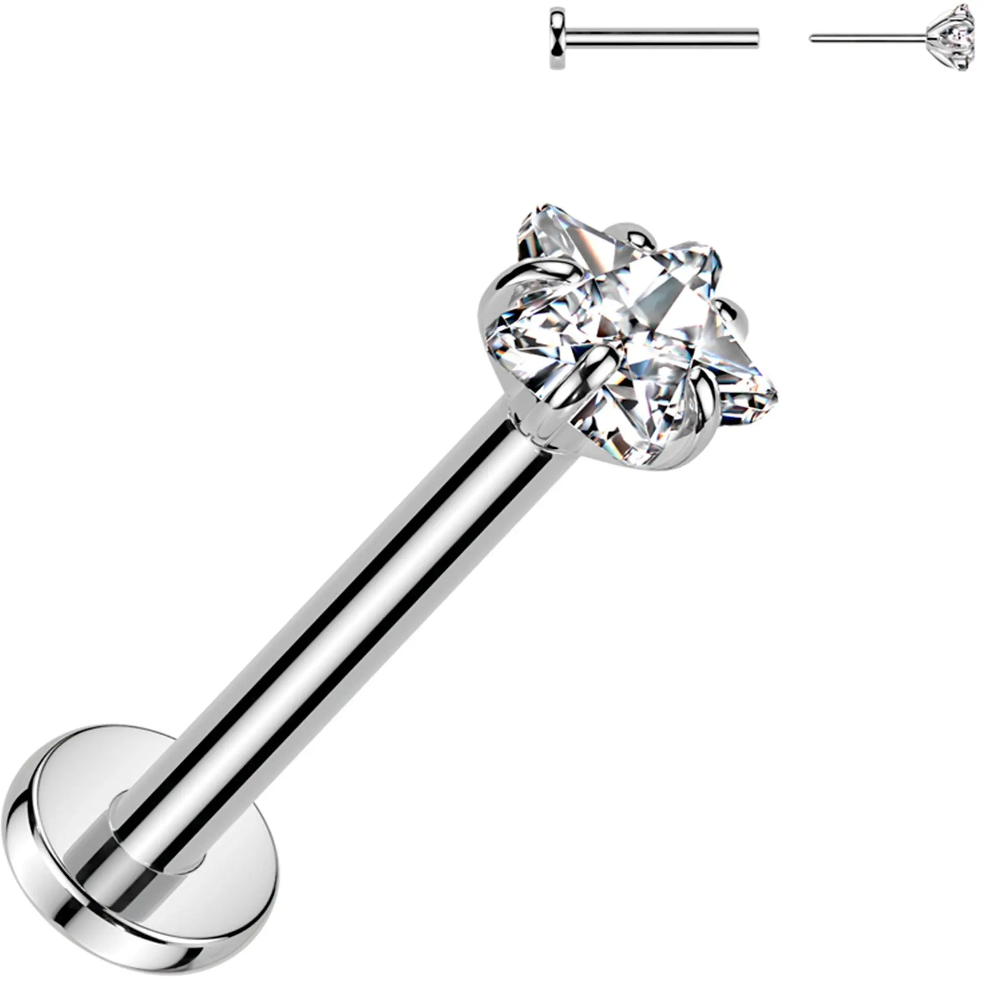 20G 5/16 3mm CZ Star Medical Grade Titanium Flat Back Earring 20G 5/16 3mm CZ Star Medical Grade Titanium Flat Back Earring
