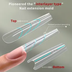 240 interlayer nail extension molds, long trapezoidal and oval paperless tray quick, full-size mixed with storage box professional nail tool set, Nail Extension Kit, Nail Extension Diy, suitable for almond-shaped extensions, thinner design