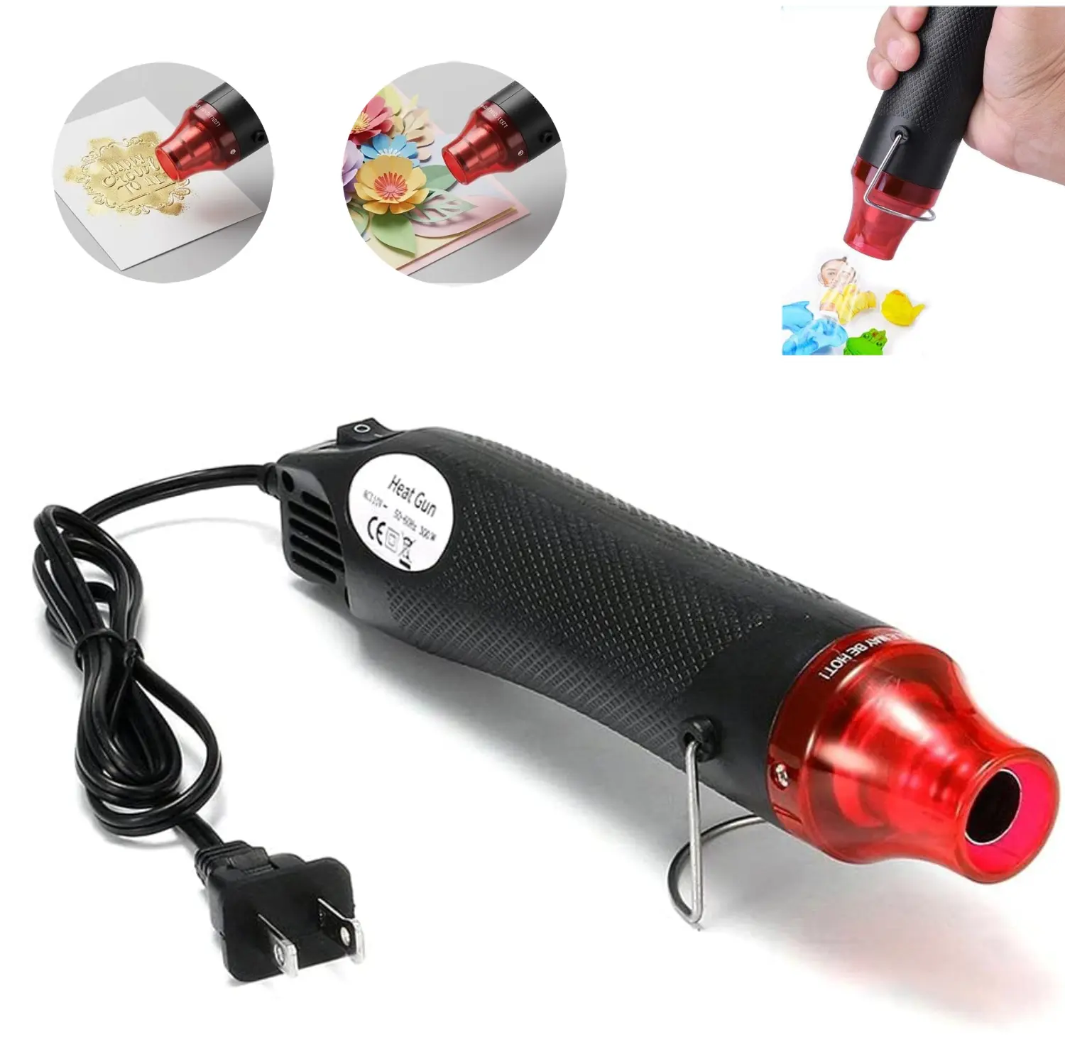 300W Power Hot Air Gun, Portable Mini Heat Gun for Home DIY Craft Embossing Shrink Wrapping, Multi Function Handheld Electrical Heat Tool, Easy Operation for Home Projects, Craft Lovers