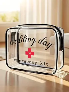 Bride's Wedding Day Emergency Makeup Bag, Lightweight Zipper Storage, Non-Fading, Foldable, Fashionable Toiletry Bag