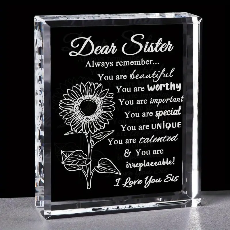 Sister Birthday Gifts From Sister, Complimentary Sister Gifts for Women, Sister Love Crystal Keepsake for Christmas, Creative Desktop Decoration, Acrylic Desktop Decoration, Acrylic Plaque Decor, Acrylic Signage Plaque, Decorative Plaque