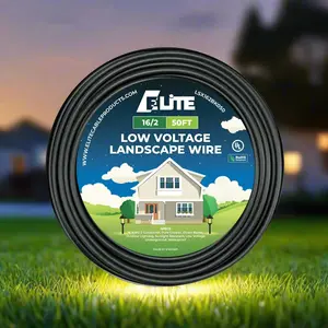 16/2 Landscape Lighting Wire, Low Voltage, Direct Burial, Outdoor, 50ft, UL Listed, Pure Copper, 16AWG 2 Conductor