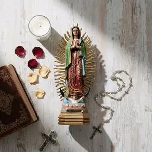 12 Inch Virgen De Guadalupe Statue - Religious Decor Resin Ornament for Home Altars & Spiritual Spaces