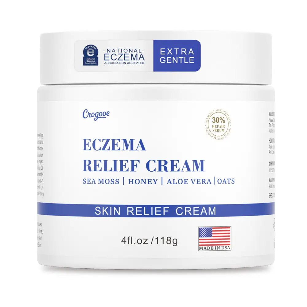 Natural Soothing Eczema Cream - Honey & Sea Moss - Organic Eczema Relief Cream - for Face & Body, Natural Dry Skin Repair (4 oz)
