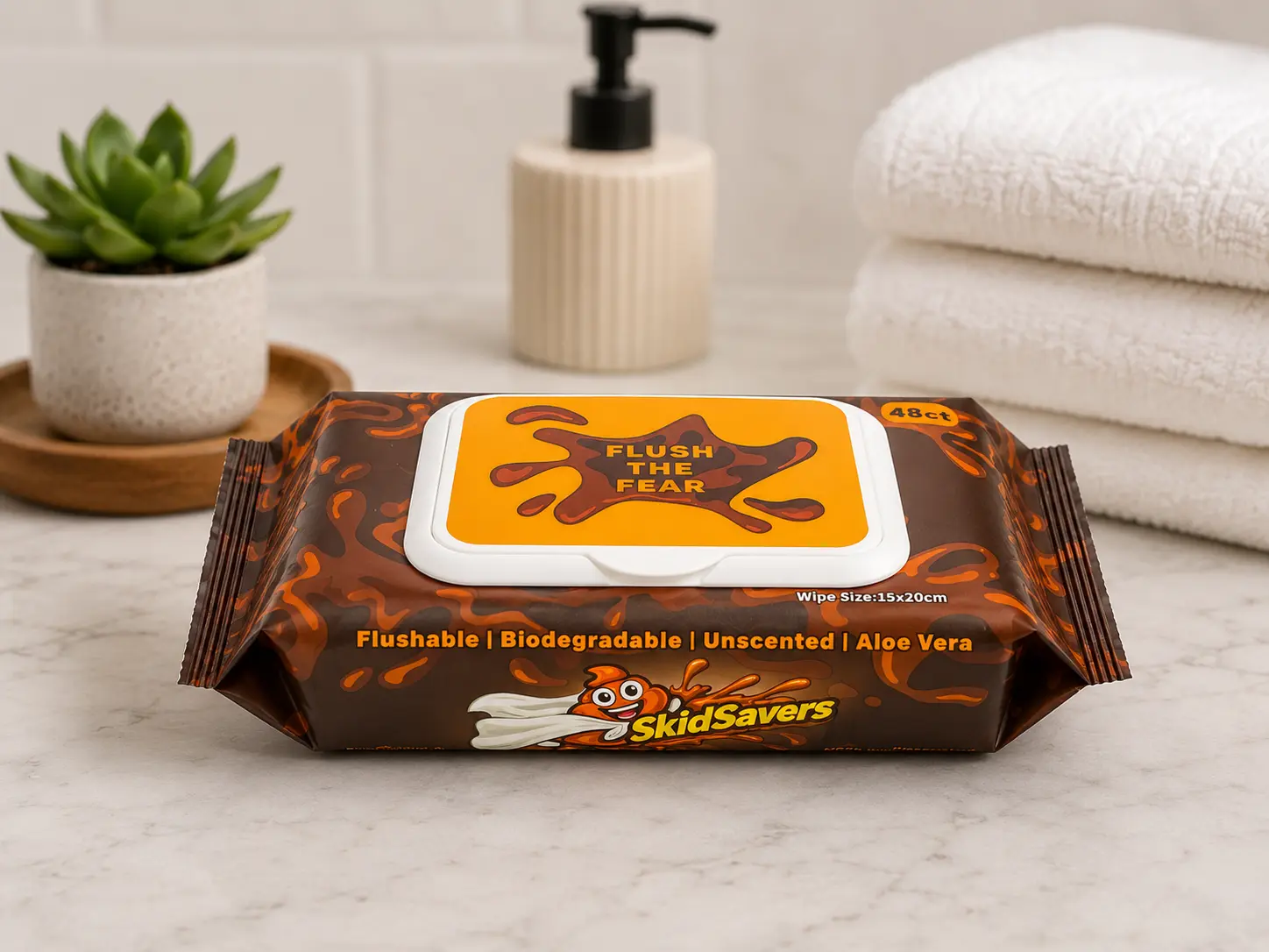 SkidSavers Flushable Bathroom WIpes (48ct)