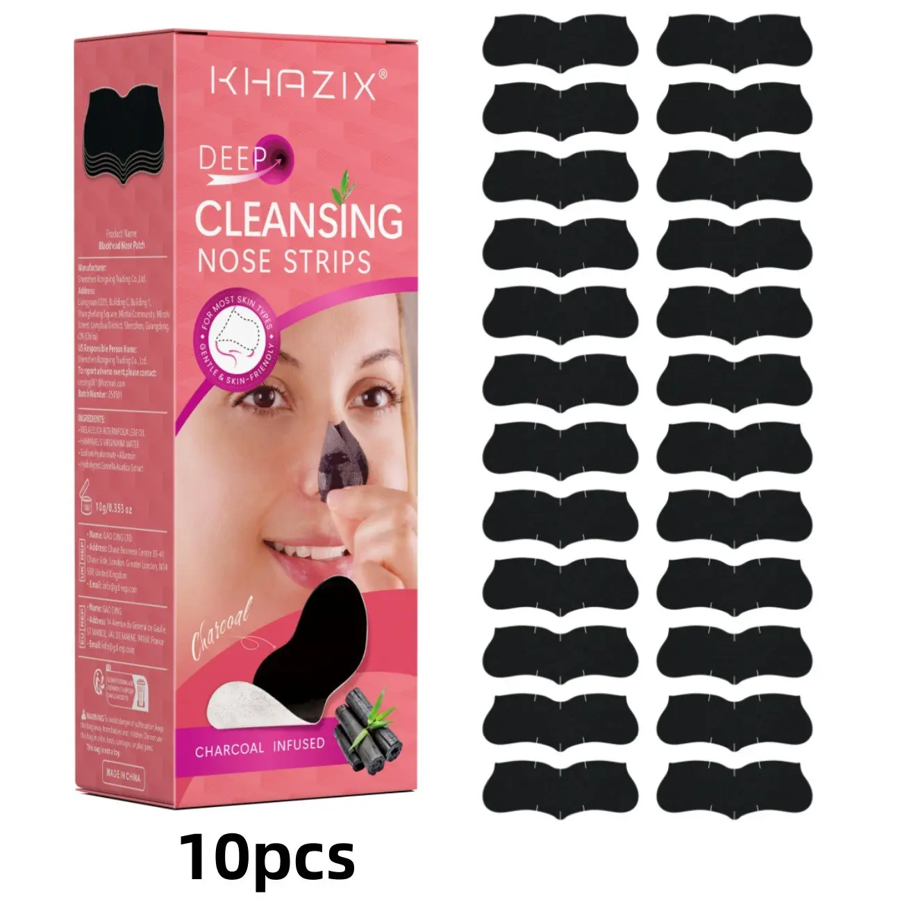 10pcs, Charcoal Nose Strips, Deep Cleansing Style, Gentle Smooth Oil Absorbing Pore Patches, Daily Skin Care for Most Skin Types