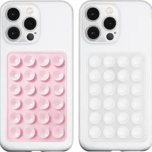 Silicone Suction Cup 2PCS Phone Case Mount Double Sided, Phone Accessories Hands-Free Strong Grip Holder for Selfies and Videos, Silicon Phone Stand for iPhone and Android, Cell Phone Holder