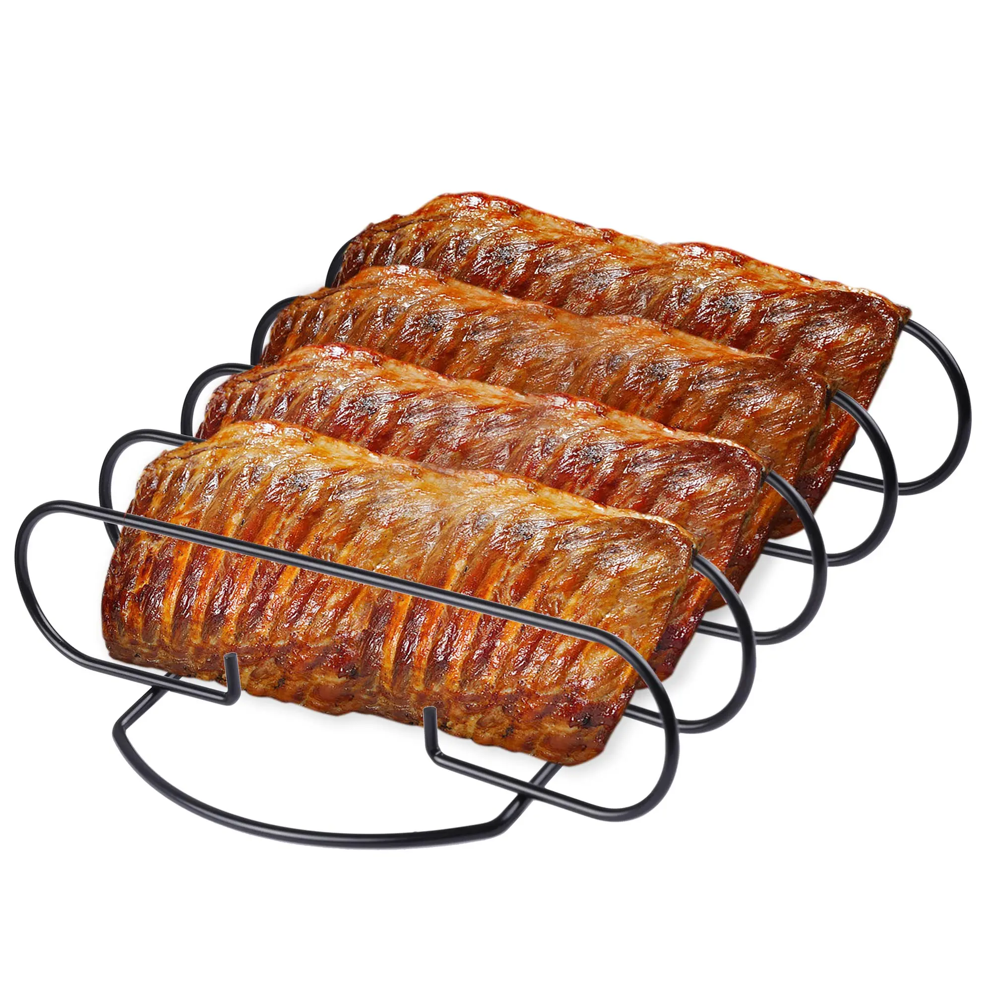 Royal Gourmet KL1106 Rib Rack, 4-Slot Non-Stick Rib Holder for Grill & Smoker, Vertical BBQ Rib Rack for Charcoal and Gas Grills, Space-Saving Meat Roasting Rack for Ribs, Steak & Chicken