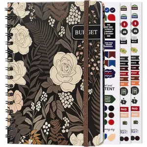 Budget Planner and Monthly Bill Organizer - Financial Planner Budget Book with Sticker Sheets - 12 Month Undated Bill  Notebook with Debt, Saving and Expense  - A5 (Jungle Rose)