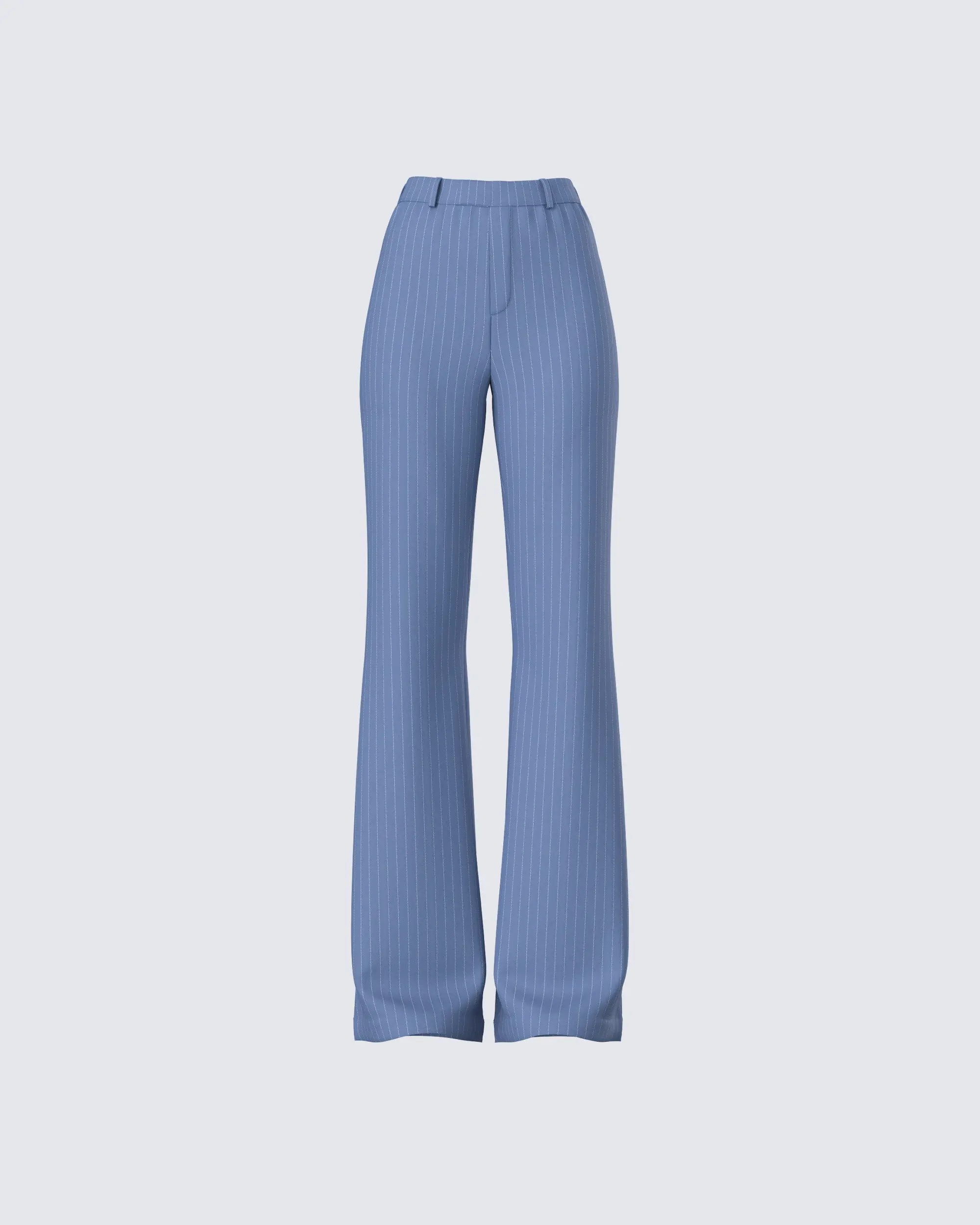 Miren Grey Pinstripe Pants for Women, High-Waisted Flared Leg with Belt Loops in a Polyester Spandex Blend, Soft, Polyester Pants, High Rise Pants