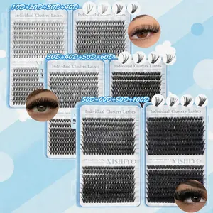 640PCS, D-Curl DIY Eyelash Segmented Volume Clusters, 0.07mm soft band, 9-16mm mixed lengths, specs include 10D-40D, 30D-60D, 50-100D. DIY-EYELASH, soft & lightweight, easy to use, beginner-friendly. Suitable for daily, dates, parties, holidays, going out