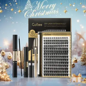 Lash Cluster Kit Makeup Lightweight Clusters Kit Lashes Extension with Glue & Remover D- mixed 8-16mm Realistic Flawless Look Cosmetic Natural Eyelash